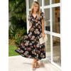 imageSimplee Womens Floral Maxi Dress Short Sleeve Summer Boho Wedding Guest Dress Empire Waist Chiffon Modest Midi DressesBlack 3