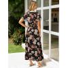 imageSimplee Womens Floral Maxi Dress Short Sleeve Summer Boho Wedding Guest Dress Empire Waist Chiffon Modest Midi DressesBlack 3