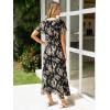 imageSimplee Womens Floral Maxi Dress Short Sleeve Summer Boho Wedding Guest Dress Empire Waist Chiffon Modest Midi DressesBlack Floral 1
