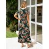 imageSimplee Womens Floral Maxi Dress Short Sleeve Summer Boho Wedding Guest Dress Empire Waist Chiffon Modest Midi DressesEmerald Green