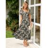 imageSimplee Womens Floral Maxi Dress Short Sleeve Summer Boho Wedding Guest Dress Empire Waist Chiffon Modest Midi DressesGreen 2