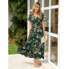 imageSimplee Womens Floral Maxi Dress Short Sleeve Summer Boho Wedding Guest Dress Empire Waist Chiffon Modest Midi DressesGreen 3