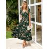 imageSimplee Womens Floral Maxi Dress Short Sleeve Summer Boho Wedding Guest Dress Empire Waist Chiffon Modest Midi DressesGreen 3