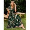 imageSimplee Womens Floral Maxi Dress Short Sleeve Summer Boho Wedding Guest Dress Empire Waist Chiffon Modest Midi DressesGreen 3