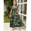 imageSimplee Womens Floral Maxi Dress Short Sleeve Summer Boho Wedding Guest Dress Empire Waist Chiffon Modest Midi DressesGreen 3