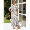 imageSimplee Womens Floral Maxi Dress Short Sleeve Summer Boho Wedding Guest Dress Empire Waist Chiffon Modest Midi DressesWhite 1