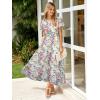 imageSimplee Womens Floral Maxi Dress Short Sleeve Summer Boho Wedding Guest Dress Empire Waist Chiffon Modest Midi DressesWhite 1