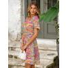 imageSimplee Womens Floral Short Summer Dress  Empire Waist A Line Flutter Sleeve V Neck Boho Mini Dresses with PocketsFloralblue