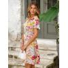 imageSimplee Womens Floral Short Summer Dress  Empire Waist A Line Flutter Sleeve V Neck Boho Mini Dresses with PocketsFloralwhite