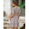 imageSimplee Womens Floral Short Summer Dress  Empire Waist A Line Flutter Sleeve V Neck Boho Mini Dresses with PocketsPurple Floral