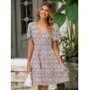 imageSimplee Womens Floral Short Summer Dress  Empire Waist A Line Flutter Sleeve V Neck Boho Mini Dresses with PocketsPurple Floral