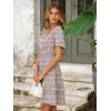 imageSimplee Womens Floral Short Summer Dress  Empire Waist A Line Flutter Sleeve V Neck Boho Mini Dresses with PocketsPurple Floral
