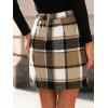 imageSimplee Womens High Waist Faux Suede Mini Bodycon SkirtAbrown Plaid