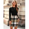 imageSimplee Womens High Waist Faux Suede Mini Bodycon SkirtAbrown Plaid