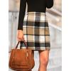 imageSimplee Womens High Waist Faux Suede Mini Bodycon SkirtAbrown Plaid