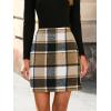 imageSimplee Womens High Waist Faux Suede Mini Bodycon SkirtAbrown Plaid