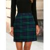 imageSimplee Womens High Waist Faux Suede Mini Bodycon SkirtAgreen Navy Plaid