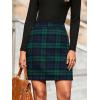 imageSimplee Womens High Waist Faux Suede Mini Bodycon SkirtAgreen Navy Plaid