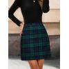 imageSimplee Womens High Waist Faux Suede Mini Bodycon SkirtAgreen Navy Plaid