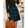 imageSimplee Womens High Waist Faux Suede Mini Bodycon SkirtAgreen Navy Plaid