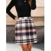 imageSimplee Womens High Waist Faux Suede Mini Bodycon SkirtAorange Navy Plaid