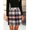 imageSimplee Womens High Waist Faux Suede Mini Bodycon SkirtAorange Navy Plaid