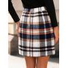 imageSimplee Womens High Waist Faux Suede Mini Bodycon SkirtAorange Navy Plaid