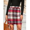 imageSimplee Womens High Waist Faux Suede Mini Bodycon SkirtAred Plaid