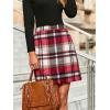 imageSimplee Womens High Waist Faux Suede Mini Bodycon SkirtAred Plaid