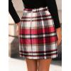 imageSimplee Womens High Waist Faux Suede Mini Bodycon SkirtAred Plaid