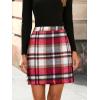imageSimplee Womens High Waist Faux Suede Mini Bodycon SkirtAred Plaid