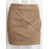 imageSimplee Womens High Waist Faux Suede Mini Bodycon SkirtCamel