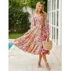 imageSimplee Womens Long Sleeve Maxi Dress Casual Square Neck Smocked Flowy Fall Wedding Guest DressesFloral2