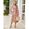 imageSimplee Womens Long Sleeve Maxi Dress Casual Square Neck Smocked Flowy Fall Wedding Guest DressesFloral2