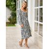 imageSimplee Womens Long Sleeve Maxi Dress Casual Square Neck Smocked Flowy Fall Wedding Guest DressesFloral4