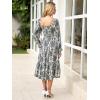 imageSimplee Womens Long Sleeve Maxi Dress Casual Square Neck Smocked Flowy Fall Wedding Guest DressesFloral4