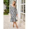 imageSimplee Womens Long Sleeve Maxi Dress Casual Square Neck Smocked Flowy Fall Wedding Guest DressesFloral4