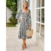 imageSimplee Womens Long Sleeve Maxi Dress Casual Square Neck Smocked Flowy Fall Wedding Guest DressesFloral4