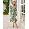 imageSimplee Womens Long Sleeve Maxi Dress Casual Square Neck Smocked Flowy Fall Wedding Guest DressesFloral5