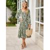imageSimplee Womens Long Sleeve Maxi Dress Casual Square Neck Smocked Flowy Fall Wedding Guest DressesFloral5