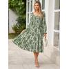 imageSimplee Womens Long Sleeve Maxi Dress Casual Square Neck Smocked Flowy Fall Wedding Guest DressesFloral5