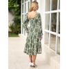 imageSimplee Womens Long Sleeve Maxi Dress Casual Square Neck Smocked Flowy Fall Wedding Guest DressesFloral5