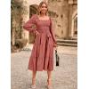 imageSimplee Womens Long Sleeve Maxi Dress Casual Square Neck Smocked Flowy Fall Wedding Guest DressesSolid1