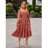 imageSimplee Womens Long Sleeve Maxi Dress Casual Square Neck Smocked Flowy Fall Wedding Guest DressesSolid1