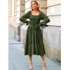 imageSimplee Womens Long Sleeve Maxi Dress Casual Square Neck Smocked Flowy Fall Wedding Guest DressesSolid3