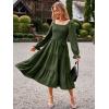 imageSimplee Womens Long Sleeve Maxi Dress Casual Square Neck Smocked Flowy Fall Wedding Guest DressesSolid3