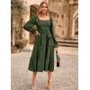 imageSimplee Womens Long Sleeve Maxi Dress Casual Square Neck Smocked Flowy Fall Wedding Guest DressesSolid3