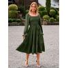 imageSimplee Womens Long Sleeve Maxi Dress Casual Square Neck Smocked Flowy Fall Wedding Guest DressesSolid3
