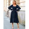imageSimplee Womens Long Sleeve Maxi Dress Casual Square Neck Smocked Flowy Fall Wedding Guest DressesSolid4