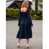 imageSimplee Womens Long Sleeve Maxi Dress Casual Square Neck Smocked Flowy Fall Wedding Guest DressesSolid4